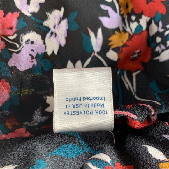 Allison Joy Gigi Smocked Neck Black Floral Blouse Size Extra Small - Picture 10 of 11